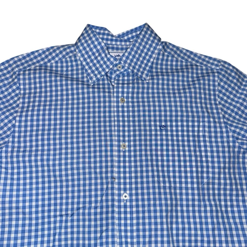 Southern Tide Shirt Mens Small Blue Plaid Long Sleeves Classic Fit Button Up - Picture 6 of 11